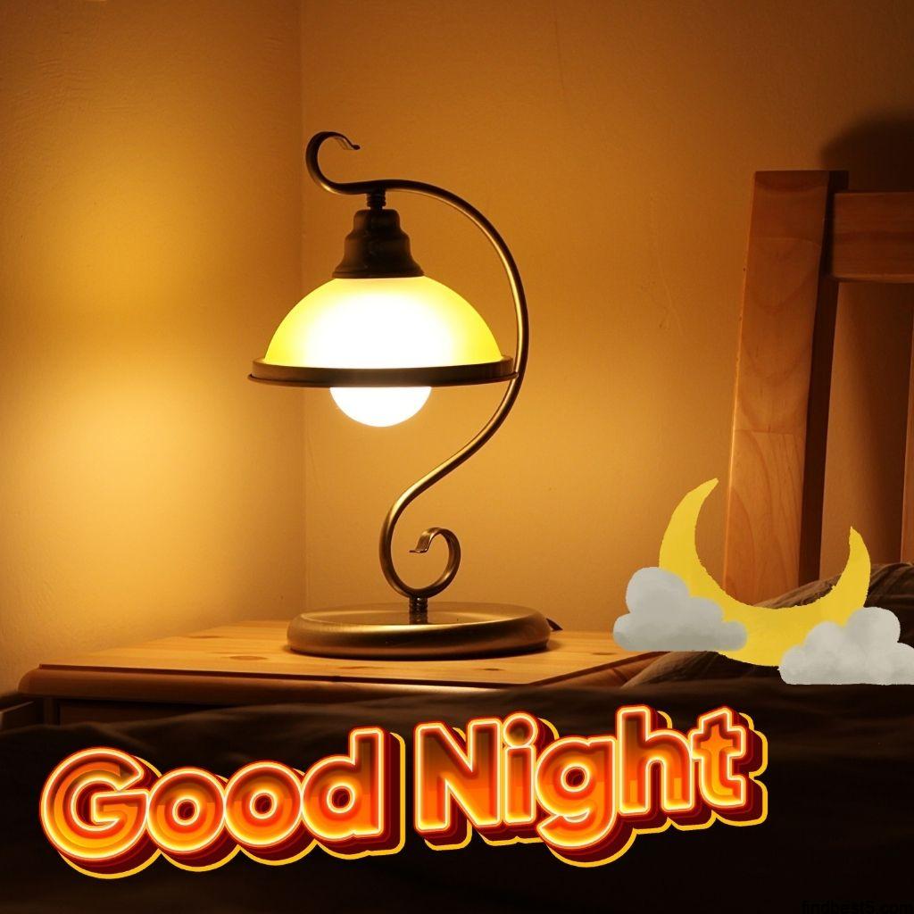 Yellow effect good night image with a lamp