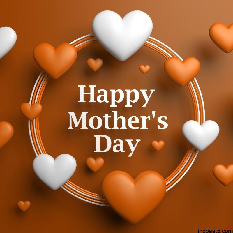 5 7 Happy Mothers Day Mom Wishes Happy mother's day wishes with brown and white hearts and chocolate color background