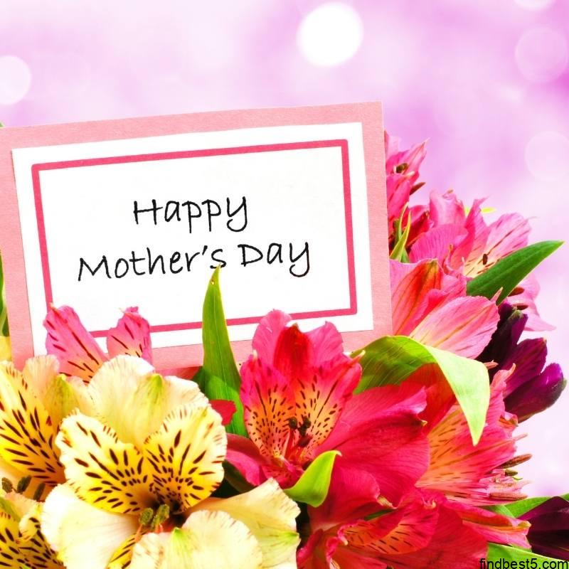 7 2 Happy Mothers Day Mom Wishes happy mother's day wishes with pink and yellow flowers