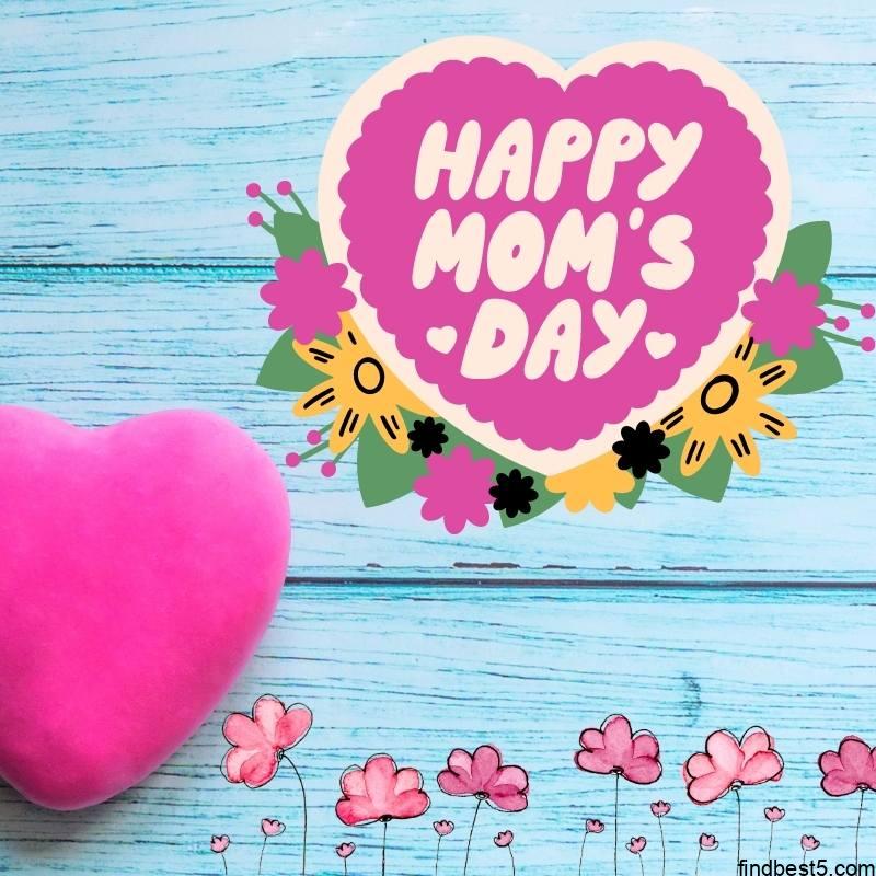 9 2 Happy Mothers Day Mom Wishes Happy mom's day wish image with pink heart and blue background